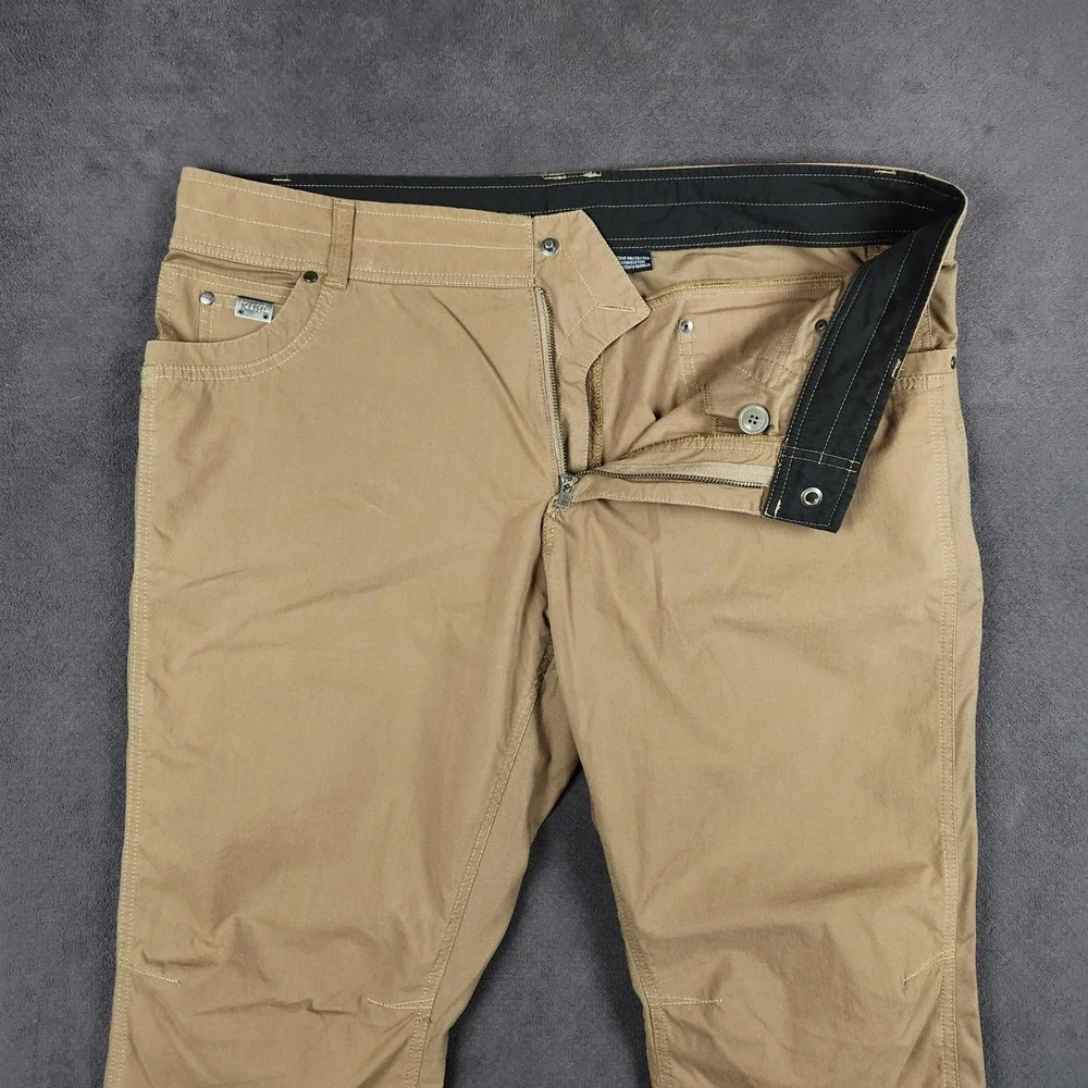 KUHL Radikl Pants Mens 40x30 Khaki Tan Hiking Workwear Stretch Articulated Knee